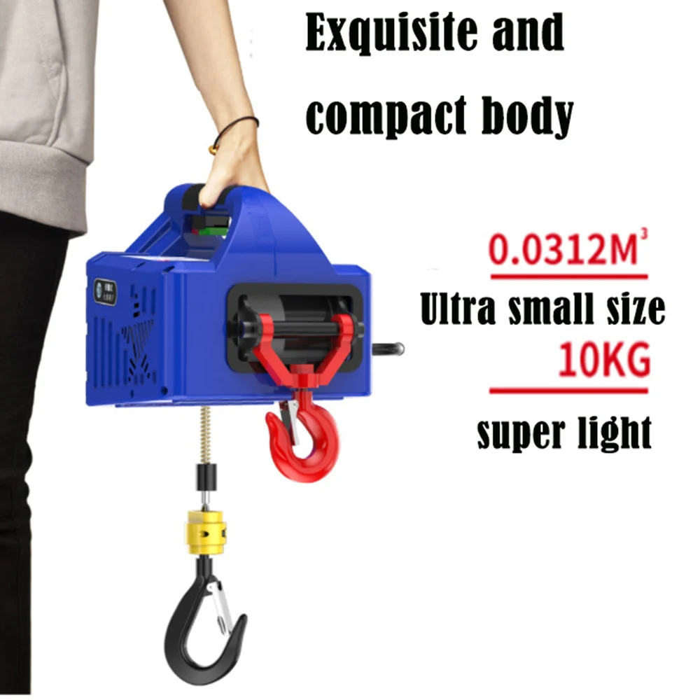 110V/220V Portable Household Electric Winch Wireless Remote Control Rope  Hoist