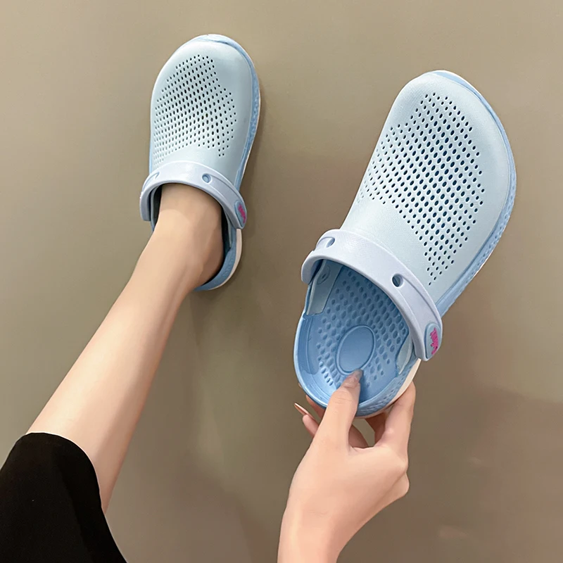 

Online celebrity hole shoes women wear comfortable couples in summer, non-slip Baotou thick-soled beach sandals and slippers men