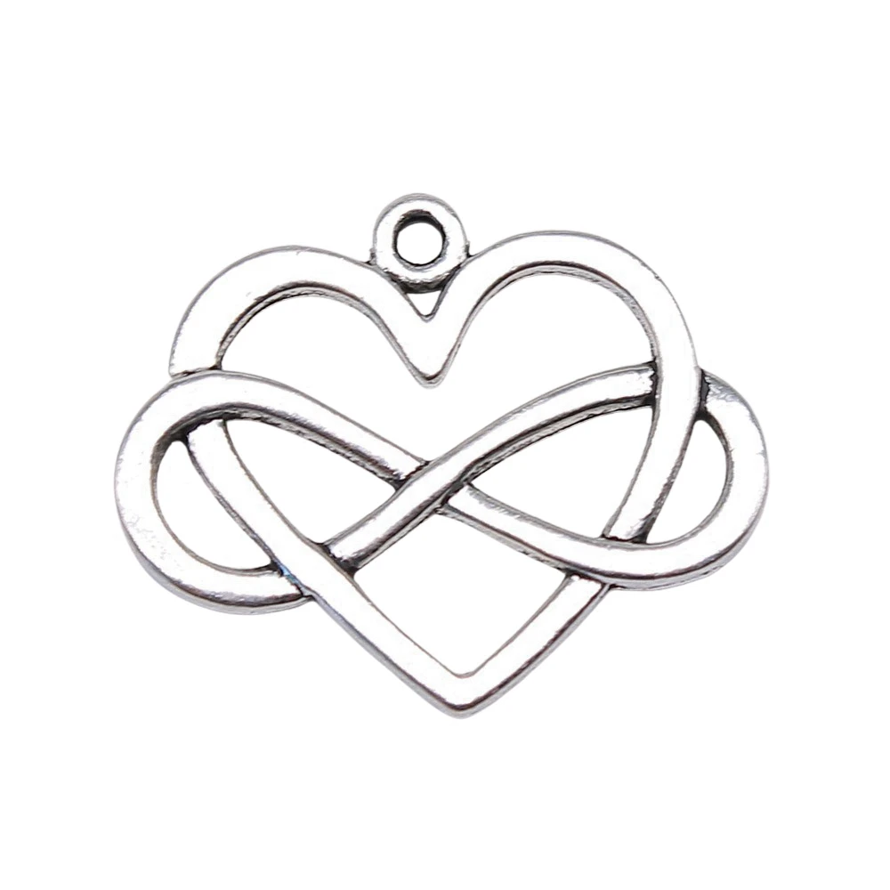 

10pcs/lot 27x22mm Infinity Love Heart Charms For Jewelry Making Antique Silver Color 1.06x0.87inch