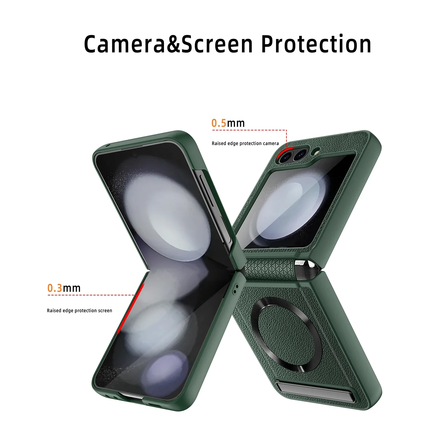 Luxury Leather Shockproof Hard Shell Cover with Full Chain Protection