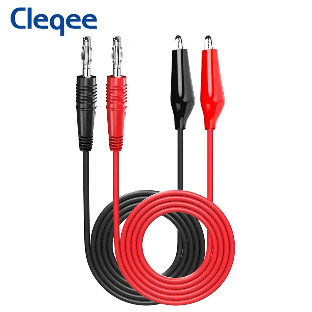 

Cleqee P1038 2PCS Copper Alligator Clip to 4mm Banana Plug Soft Test Lead Safe Crocodile clip Multimeter Test Cable 1M 500V/5A
