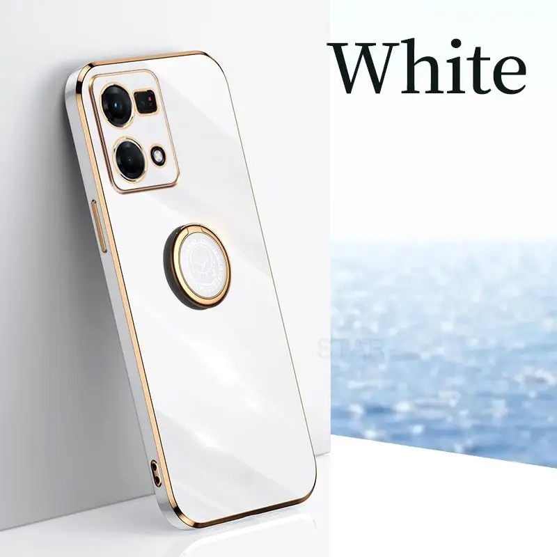 Reno7 Reno8 placage anneau support étui pour Oppo Reno 7 8 6 5 Lite 9 Pro 4g 5g Silicone support couverture arrière Reno5 5lite_voghion.com