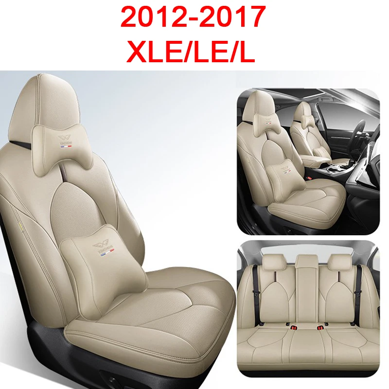 thumbnail image 1 of Fundas de asiento de coche personalizadas para Toyota Camry 2012 2013 2014 2015 2016 2017 con reposacabezas y almohada para el cuello, funda protectora para asiento de coche, 1 of 5