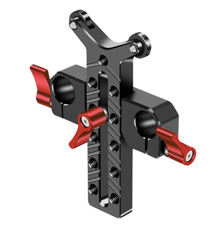 15mm Dual Rod Clamp Height Adjustable 1/4 Camera Lens Vertical Holder Telephoto