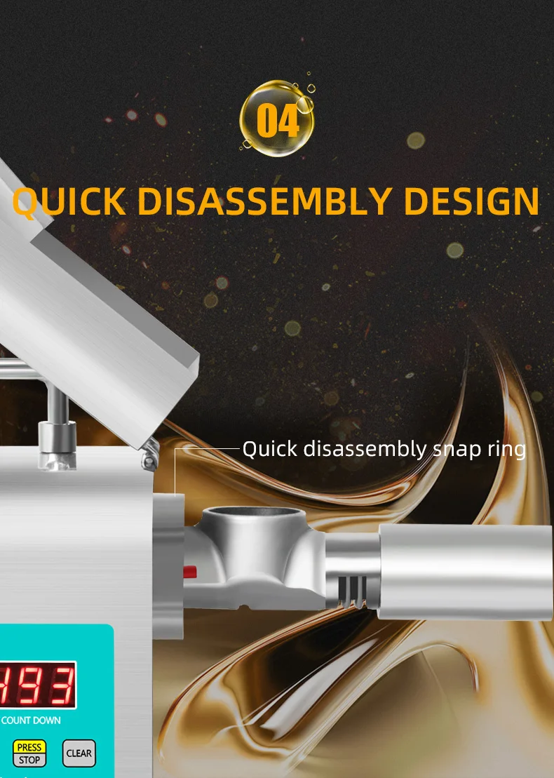 DIVEDEER RG312 Intelligente Ölpresse für den Haushalt mit Digitalanzeige und Temperaturregelung aus Edelstahl für Erdnüsse und Leinsamen – Detail 6
