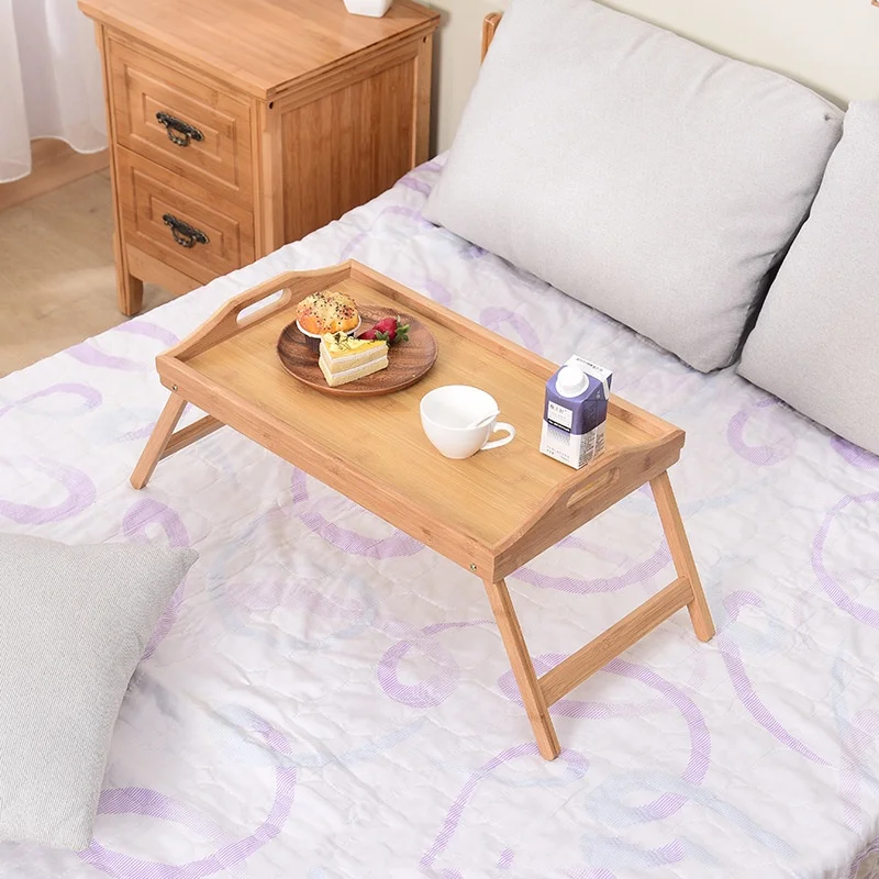 Folding Bamboo Table Mini Dining-table Multifunction Breakfast Dessert Tray Bed Desk Household Living Room Bedroom Supplies