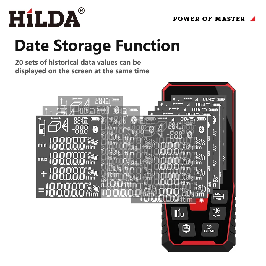 HILDA LJ100M 100M/120M Laser Rangefinder Distance Meter Finder Building Measure Ruler Laser Tape Range Device Rulerfinder Build Measure