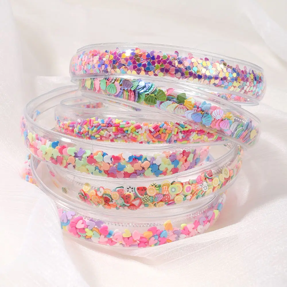 1pc Fashion Transparent Quicksand Headbands For Baby Kids Girls Glitter Sequin Hairbands Bezel Hair Hoops Hair Accessories Gift 3