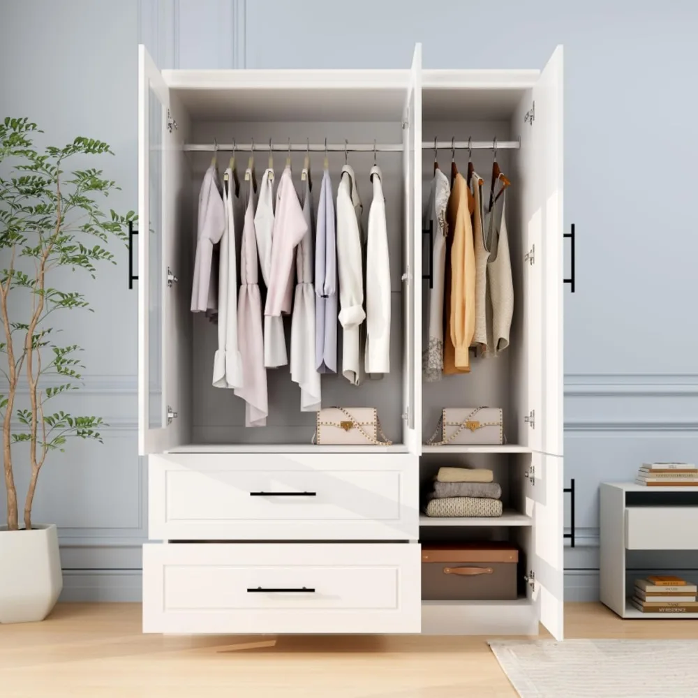 Wardrobe, Wardrobe Closet with Door, Armoire Wardrobe Closet with Mirror, Closets with Drawer for Bedroom, Armoire and Wardrobe 3