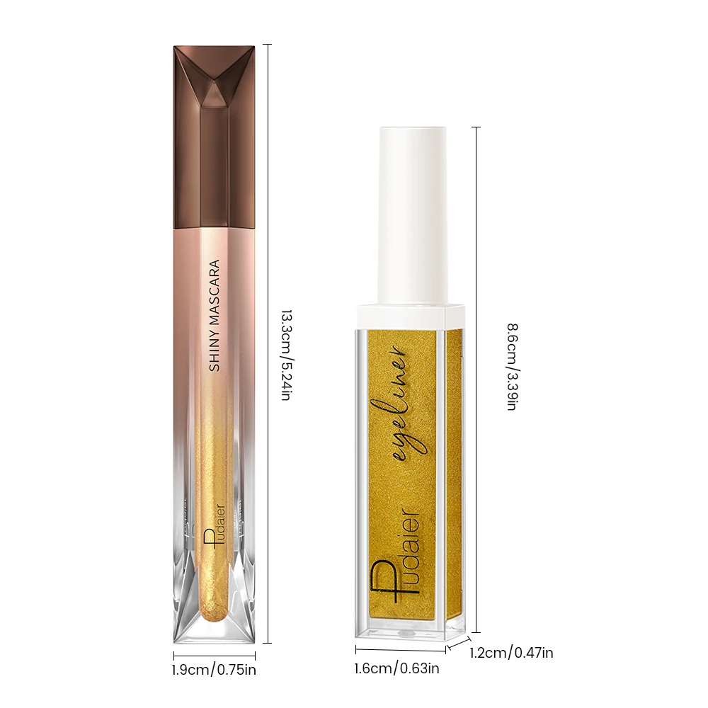 2-teiliges Set: Wasserfeste Mascara & Metallic-Eyeliner – Langanhaltende, voluminöse Wimpern & schimmernder Eyeliner, wischfest_voghion.com