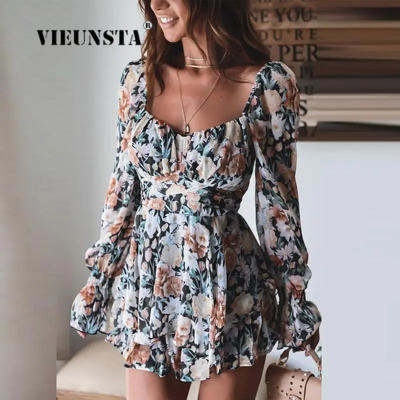 

Summer Ladies Sexy Fashion Backless Playsuits 2023 New Floral Print Tie-Up Slim Women Romper Casual Party Ruffle Shorts Jumpsuit
