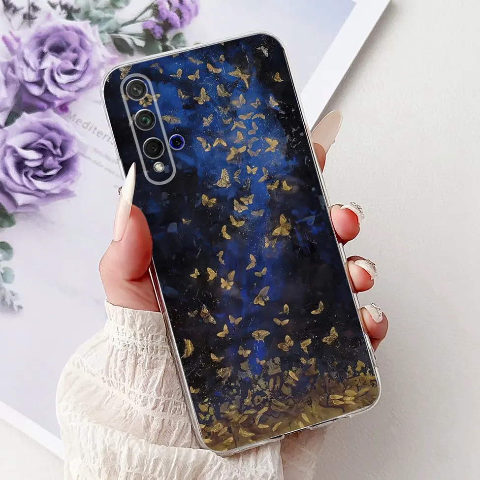 Cute Cat & Floral Design Phone Case for Huawei Honor 20/Nova 5T