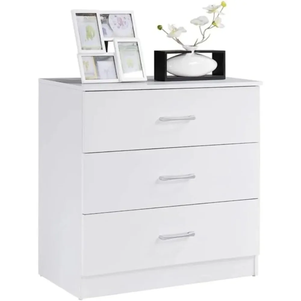 Contemporary 3/8 Drawer Double Bedroom Dresser in White with Modern Silver Color Bar Handles 5
