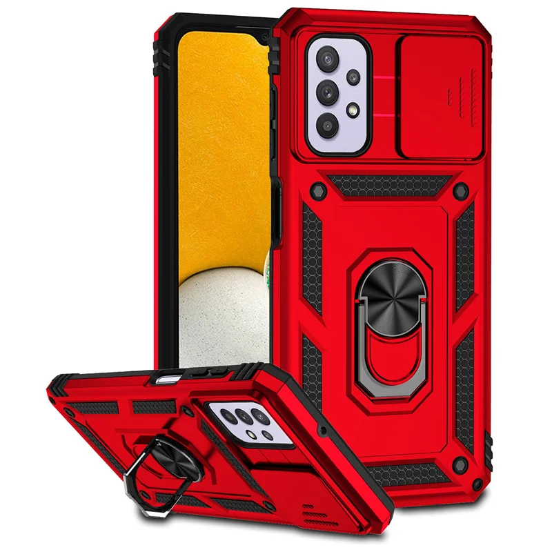 5G Armor Shockproof Case with Slide Lens Cover & Magnetic Car Holder Ring
