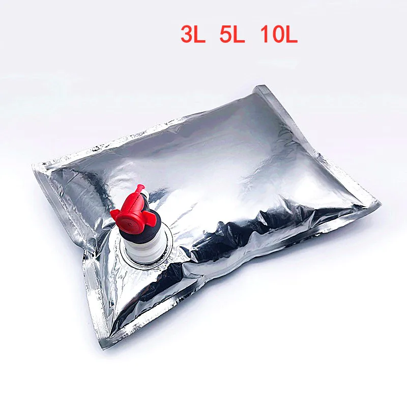 10pcs Red Wine Bag Aluminum Foil Large 3/5/10L with Valve Water Liquid Seal Storage Beer Drinks Business Transport Packaging Bag