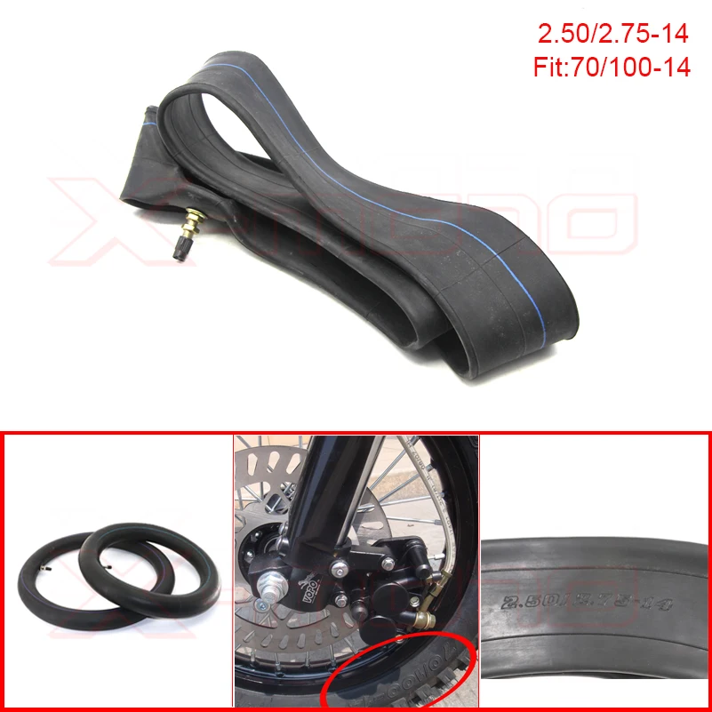 Heavy duty dirt bike inner tube 60/100-14 2.50-14 Cheap tyre tube for 14 inch pit bike front wheel Off road motocycle rim tyre inner tube