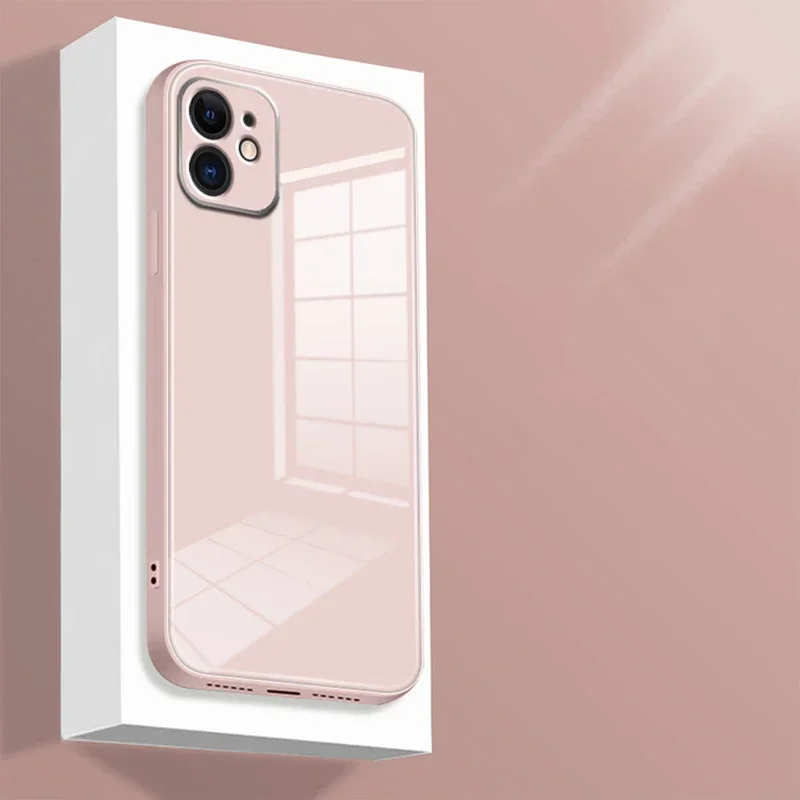 thumbnail image 1 of Soft Silicone Frame Phone Case For iPhone 15 14 13 12 Mini 11 Pro XS Max XR X SE 2022 2020 8 7 Plus Toughened Glass Back Cover, 1 of 5