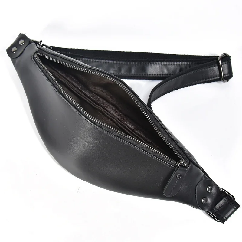 Genuine leather waist bag for men with sleek premium design and adjustable strap