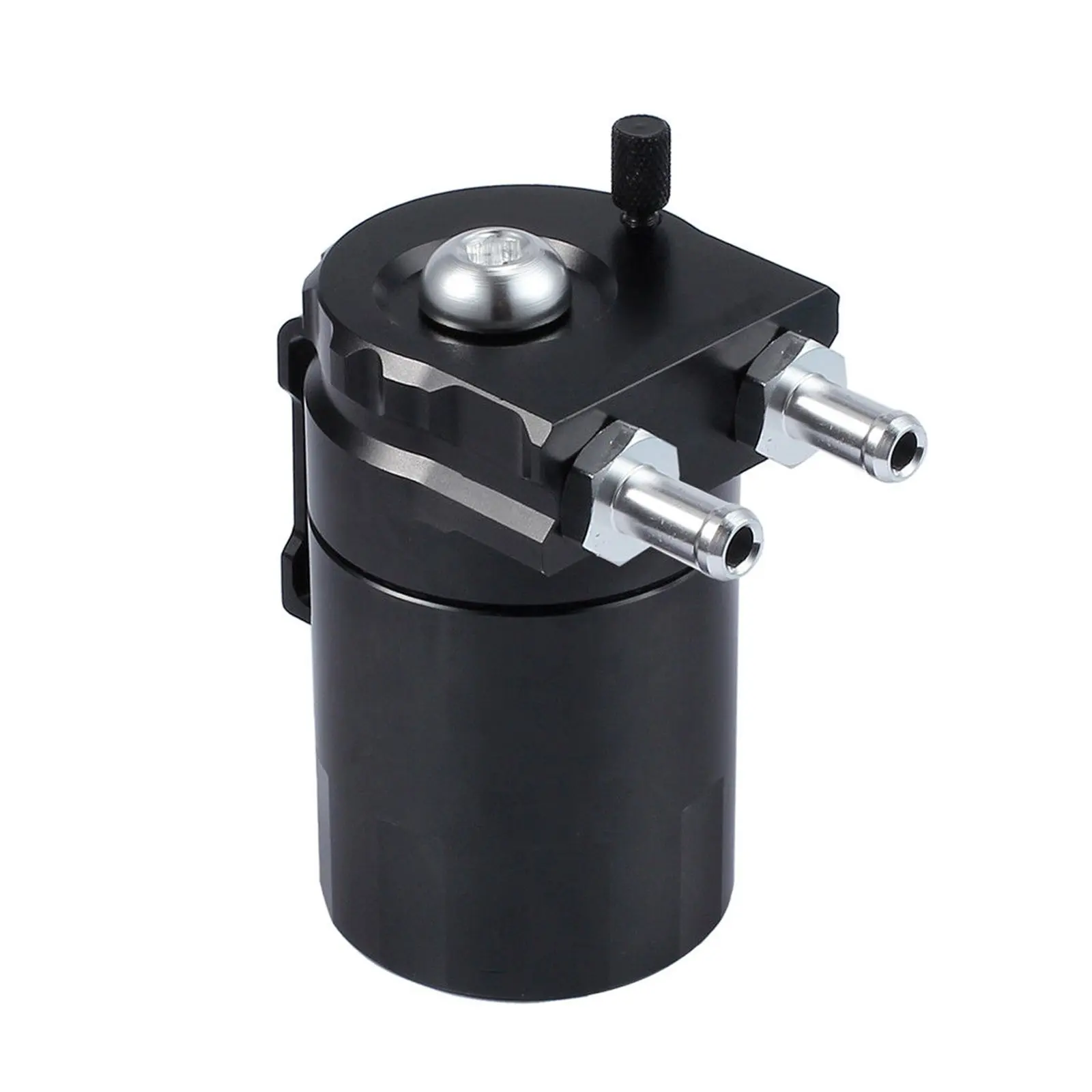 

Oil Catch Reservoir Breather Can Tank +Filter Kit Cylinder Aluminum Engine Black