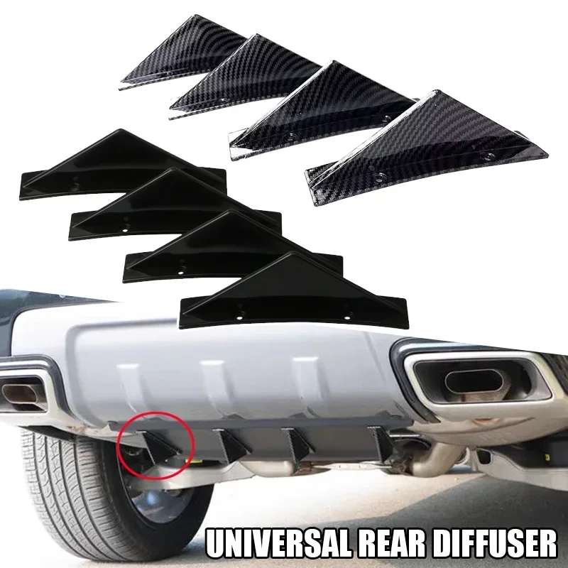 4PCS Universal Car Rear Bumper Diffuser Lip Spoiler Shark Fin Spliter Spoiler Chassis Bumper Deflector Protector Cover Kit