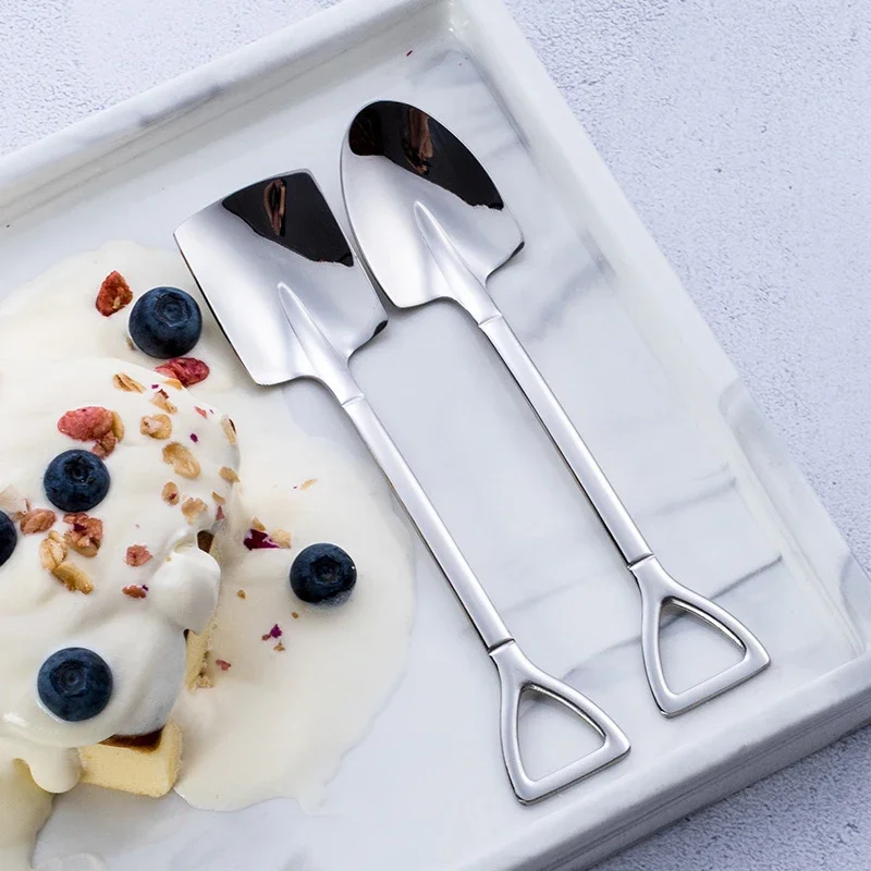 Description Picture 4 of item1/20pcs Stainless Steel Shovel & Point Spoons Coffee Tea Spoon Ice Cream Dessert Tip Scoops Cutlery Tableware Set Kitchen Tools
