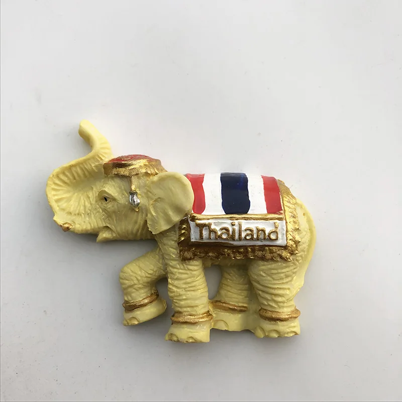 

Fridge Magnet's New Thai Gold Elephant Resin Decorative Arts and Crafts Travel Souvenir Message Sticker