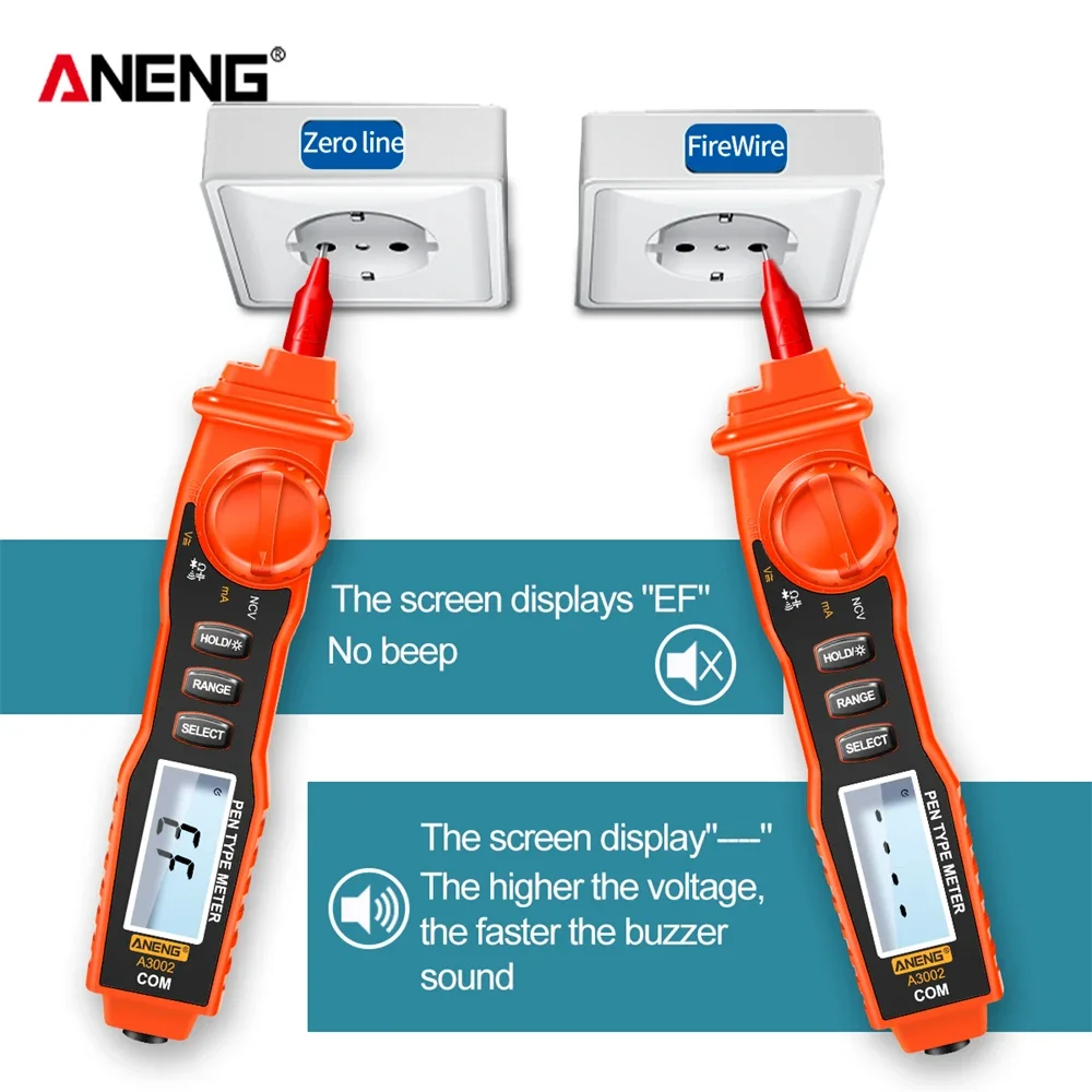 ANENG A3002 Digital Multimeter Pen Type 4000 Counts AC/DC Voltage Resistance Diode Continuity Non Contact Tester Tool thc pen digital multimeter multimeter tester