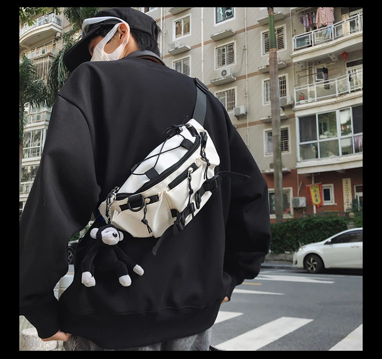 2024 Techwear Style Punk Hip Hop Single Shoulder Crossbody Bag Men Women Street Vintage Chest Bag Casual Sport Fanny Pack Сумка