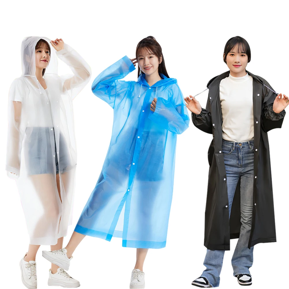 10Pcs Rain Ponchos with Drawstring Hood Emergency Raincoat Outdoor Rain Wear Portable Coat for Camping Hiking