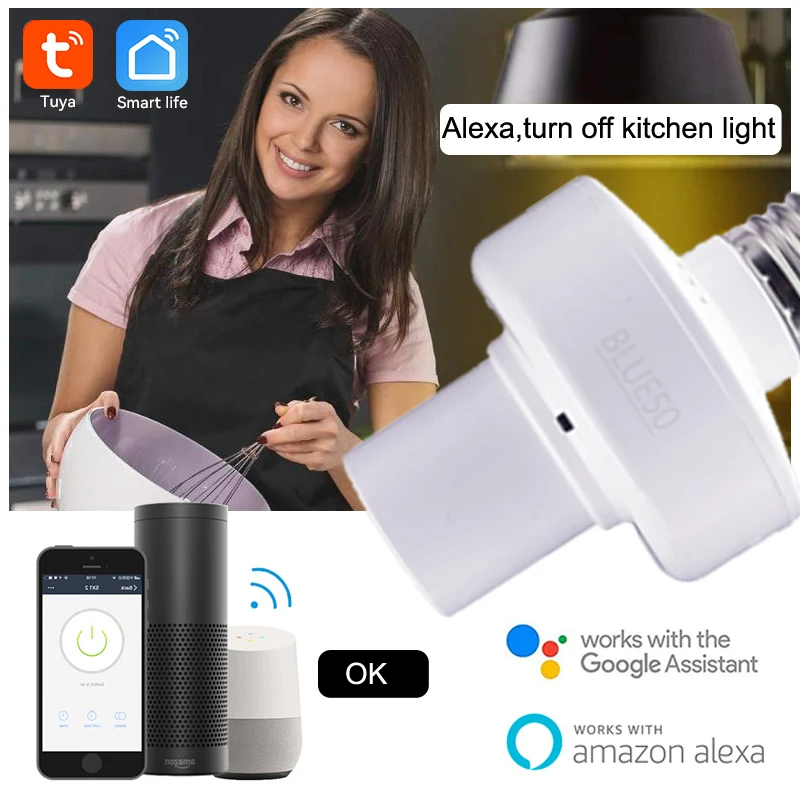 Tuya WiFi Smart Lamp Socket Zigbee Light Holder Adapter On Off Timing Countdown