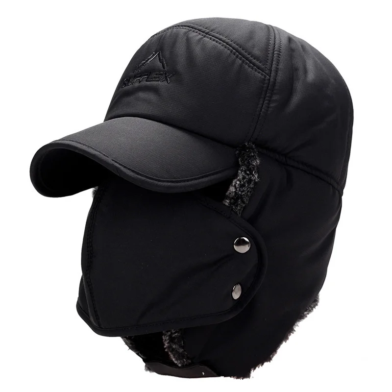 Winter Fur Warm Windproof Hat Men Women Lei Feng Cap Bomber Faux Fur Ear Flap Cap Black Ski Trooper Trapper Cold Anti-snow