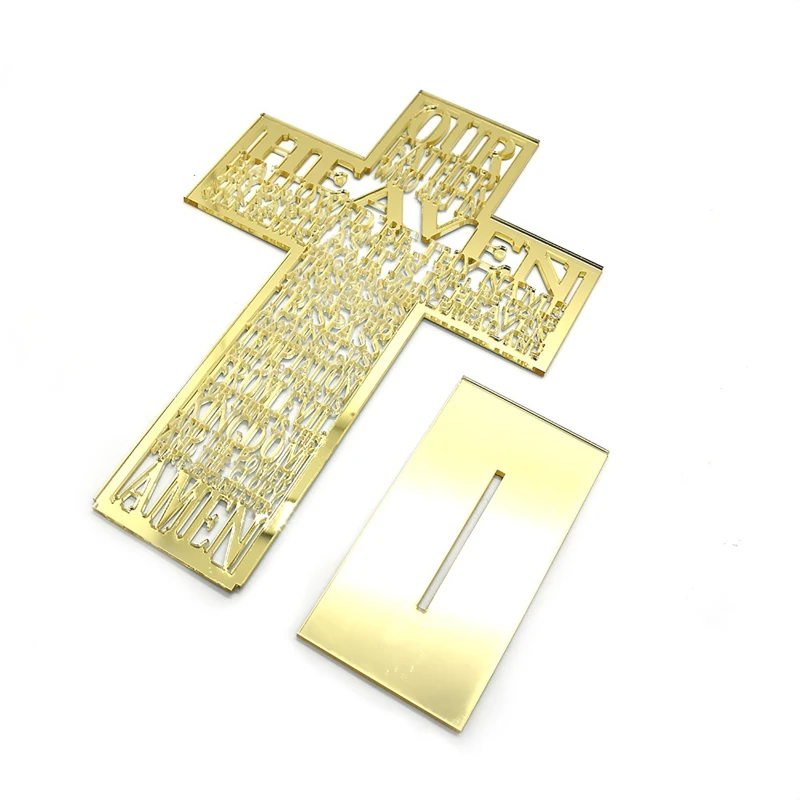 Acrylic Cross Decor 21cm Acrylic Hollow Out Scriptures Cross Sculpture