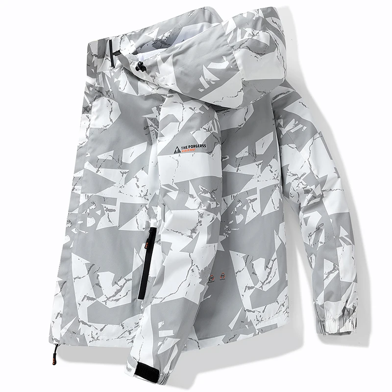 Hooded Jacket Men's Spring and Autumn Outdoor Sports American Retro Cityboy Jacket Top Printed Windproof Top