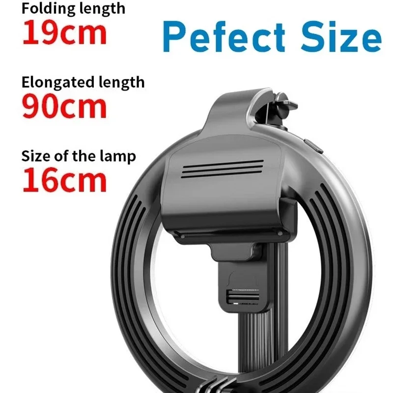 Wireless Bluetooth-compatible Selfie Stick Foldable Handheld Remote Shutter Tripod LED Ring Photography Light Shoot Live