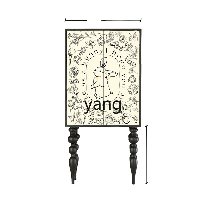 

Yjq Cream Style Living Room High Leg Household Solid Wood Bedroom Tailstock Storage Chest of Drawers Home Dining Room Storage