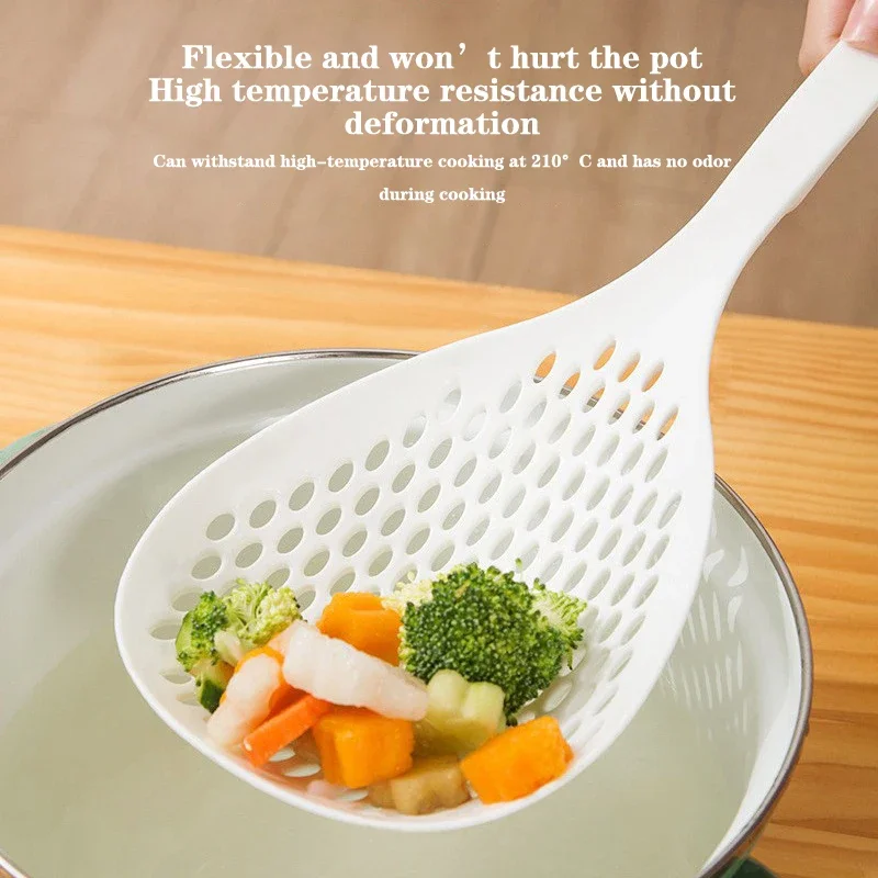Plastic Slotted Scoop Colander Skimmer Spoon Non Stick Kitchen Food Drain Shovel Strainers Skimmer with Handle for Cooking