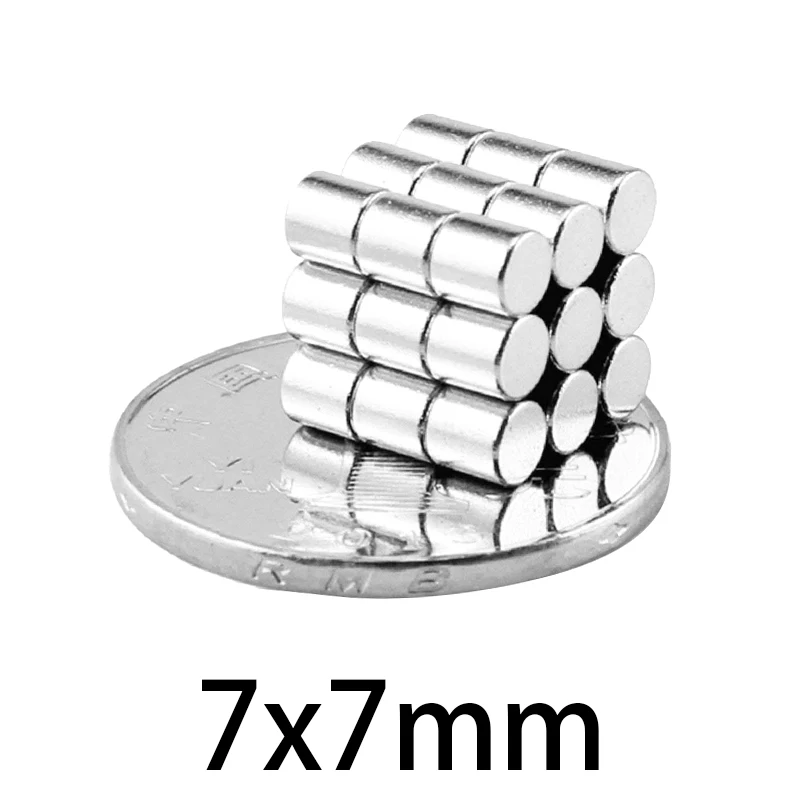 100PCS 7x4 7x5 7x6 7x7mm Small Round Search Magnet N35 Strong Cylinder Rare Earth Magnets Neodymium