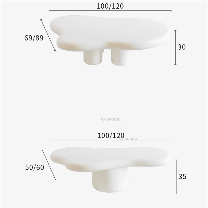 Modern Living Room Coffee Tables for Caf&eacute; Furniture Irregular White Coffee Table Creative Cream Series Upscale Large Caf&eacute; Tables