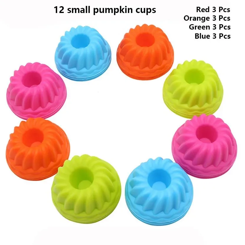 12 Pieces/Set Of Silicone Cake Mold Round Muffin Cup Cake Baking Mold Kitchen Cooking Bakeware Making Diy Cake Decoration Tool