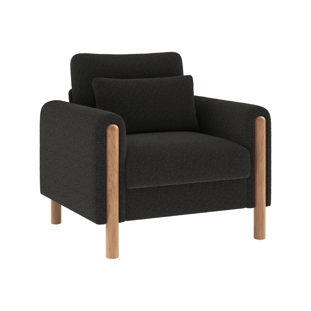Bequemer, moderner Einzelsessel mit dickem Kissen und weicher Polsterung zum Entspannen im Wohnzimmer – Detail 16