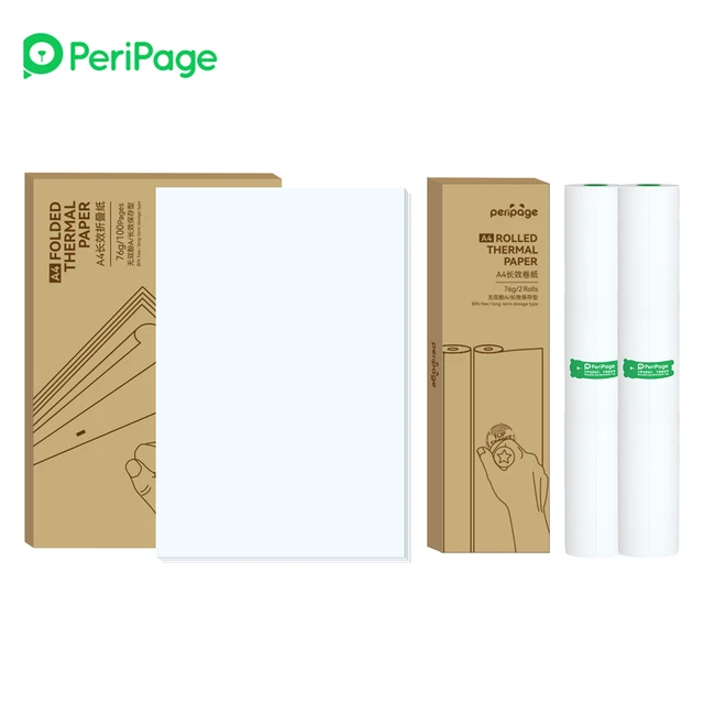 PeriPage-papel térmico A4 para impresora térmica PeriPage A40, de secado  rápido, para foto, imagen, recibo, Memo, archivo PDF, impresión de página  web - AliExpress