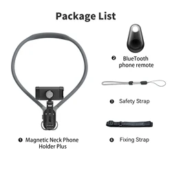 TELESIN 360° Rotating Neck Mount Phone Clip for Hands-Free POV Recording (With Phone Remote)
