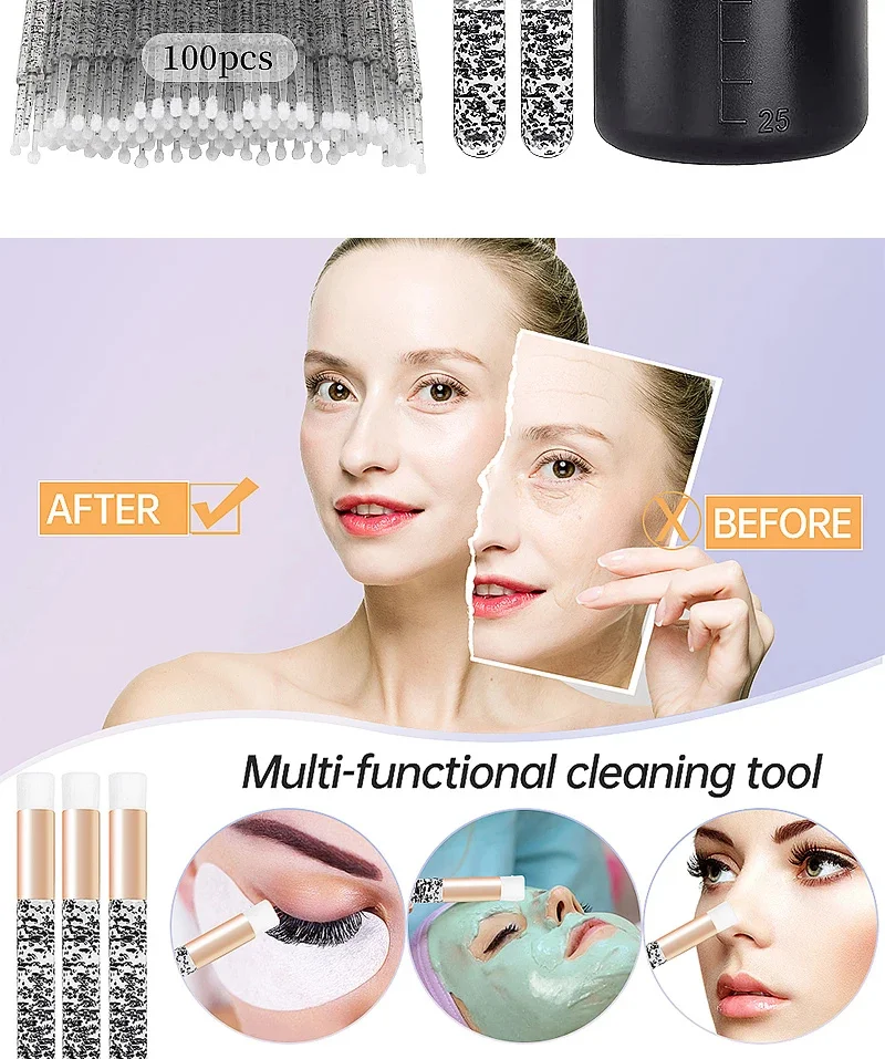 4 Typ 153 stücke Wimpern verlängerung liefert Set Wimpern saubere Bürste 250ml Blow Wash Flasche Wimpern heben Mikro bürsten Make-up-Tool – Detail 9