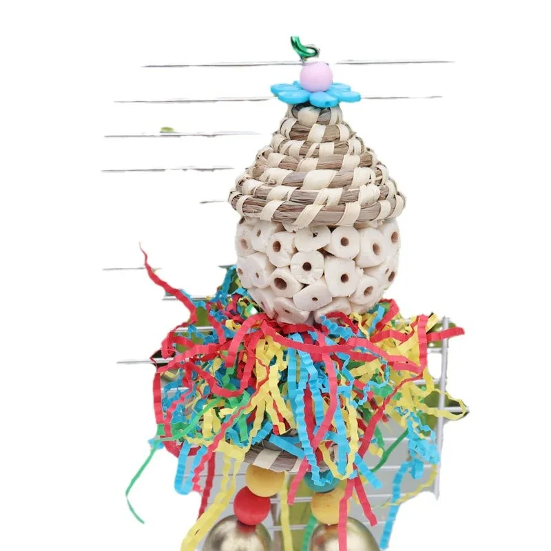 Bird toys Straw hats Colored shredded paper bells Chewy skewers Puzzle solving Cute doll shaped parrot toys parrot toy,bird toy