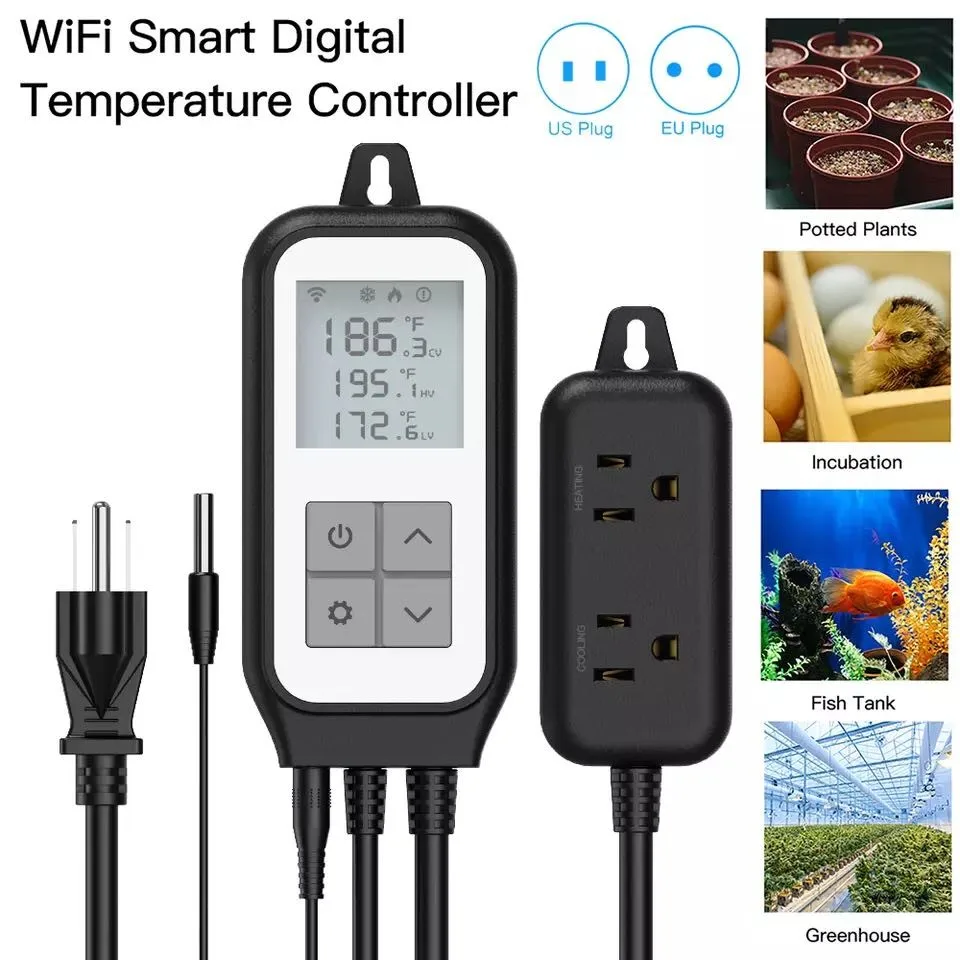 Rsh Tuya wi fi Controlador do Sensor de Temperatura Termostato Duplo Relé Refrigeração Calor Soquete Termômetro Vida Inteligente Cervejaria Estufa - Image 3