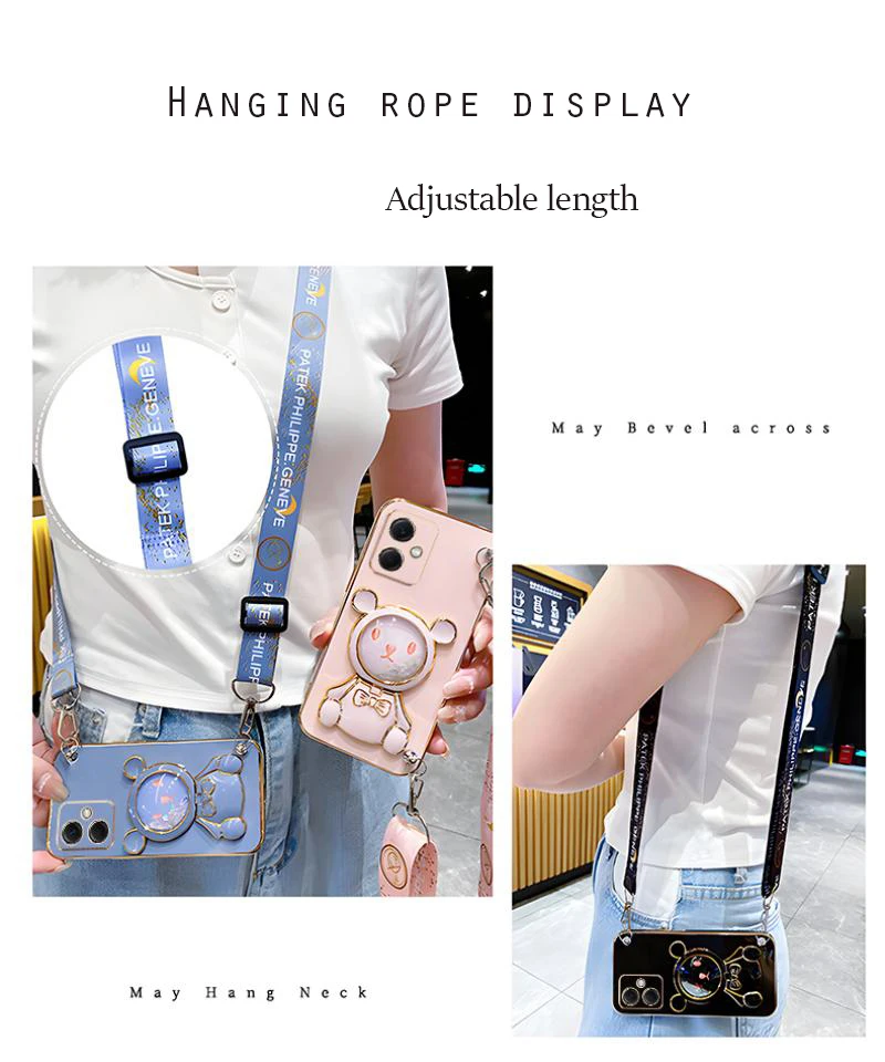 Bear Lanyard Strap Case For Motorola Moto G8 G9 G50 G30 G20 G10 G40 G60S G22 G23 G52 G53 G73 G60s E6S E7 Power Cover_voghion.com