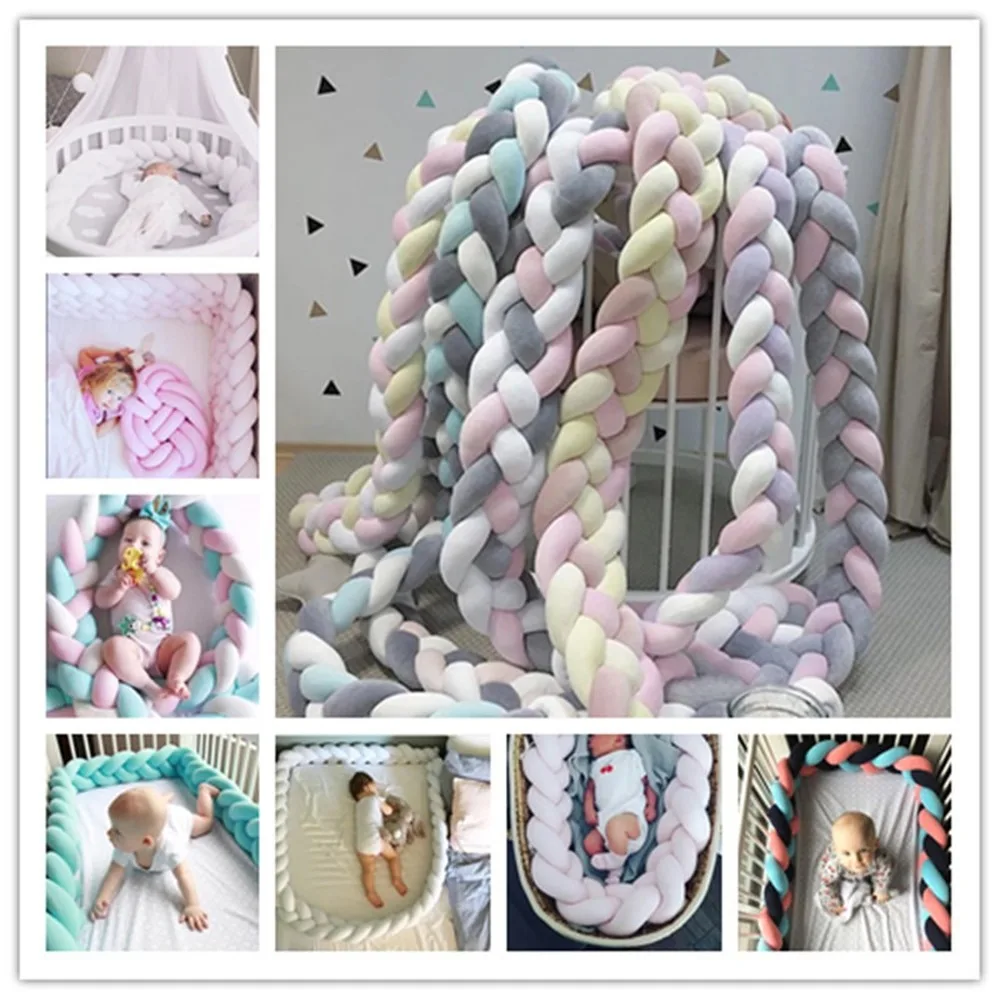

1M Baby Bed Bumper Bed Braid Knot Pillow Cushion Bumper for Infant Bebe Crib Protector Cot Bumper Room Decor