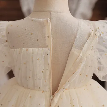 Children Luxury Party Formal Dress Toddler Kids Ruffle Sequin Princess Evening Dress Baby Girls Pageant Gown Wedding Tulle Dress 4