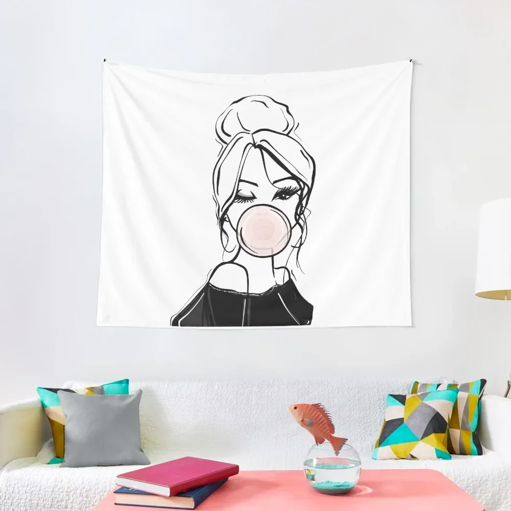

Bubble Gum Wink Fashion Illustration Tapestry Anime Decor Room Decoration Korean Style Bedroom Decoration Tapestry