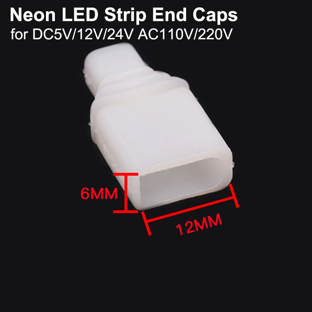 6x12mm Neon LED Strip End Caps Safety for DC5V DC12V DC24V AC110V AC220V Neon Light Strip Plastic End Caps Lighting Accessories led strip clips
